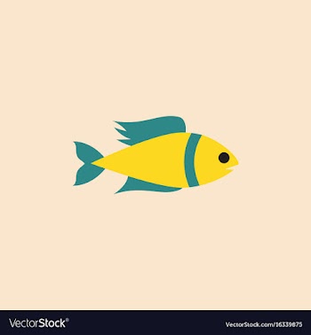 Aquarium fish silhouette colorful cartoon flat vector image