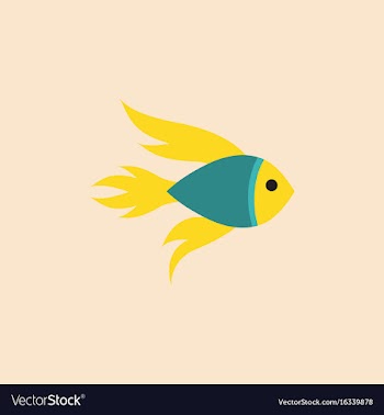 Aquarium fish silhouette colorful cartoon flat vector image