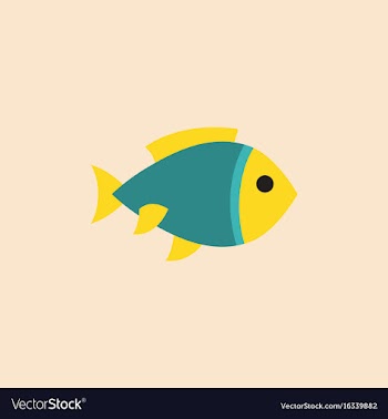 Aquarium fish silhouette colorful cartoon flat vector image