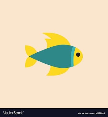 Aquarium fish silhouette colorful cartoon flat vector image