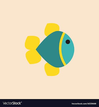 Aquarium fish silhouette colorful cartoon flat vector image