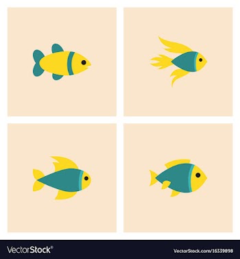 Aquarium fish silhouette colorful cartoon flat vector image