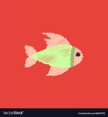 Aquarium fish silhouette colorful cartoon flat vector image