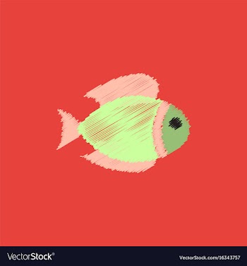 Aquarium fish silhouette colorful cartoon flat vector image
