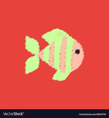 Aquarium fish silhouette colorful cartoon flat vector image