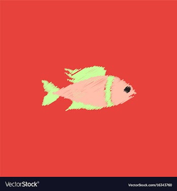 Aquarium fish silhouette colorful cartoon flat vector image