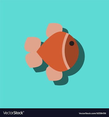 Aquarium fish silhouette colorful cartoon flat vector image