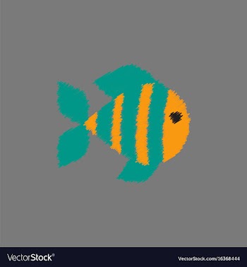 Aquarium fish silhouette colorful cartoon flat vector image