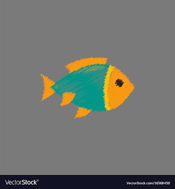 Aquarium fish silhouette colorful cartoon flat vector image