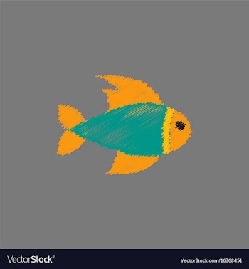 Aquarium fish silhouette colorful cartoon flat vector image