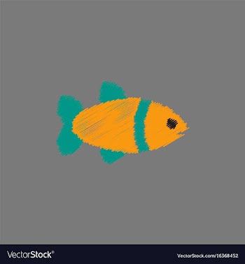 Aquarium fish silhouette colorful cartoon flat vector image
