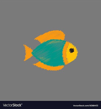 Aquarium fish silhouette colorful cartoon flat vector image