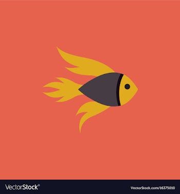 Aquarium fish silhouette colorful cartoon flat vector image