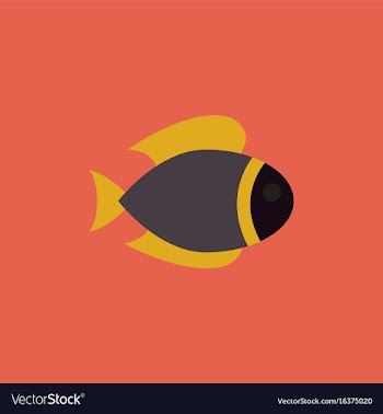 Aquarium fish silhouette colorful cartoon flat vector image