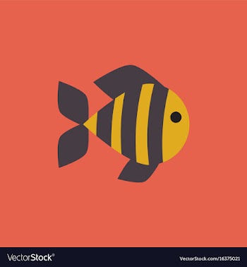 Aquarium fish silhouette colorful cartoon flat vector image