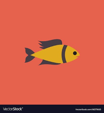 Aquarium fish silhouette colorful cartoon flat vector image