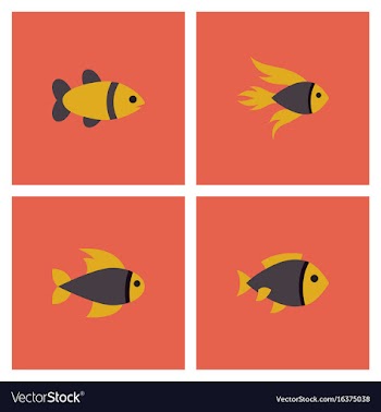 Aquarium fish silhouette colorful cartoon flat vector image