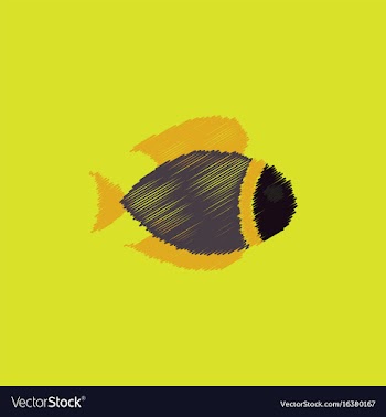 Aquarium fish silhouette colorful cartoon flat vector image