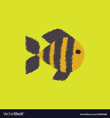 Aquarium fish silhouette colorful cartoon flat vector image