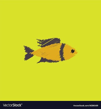 Aquarium fish silhouette colorful cartoon flat vector image