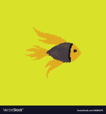 Aquarium fish silhouette colorful cartoon flat vector image