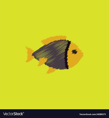 Aquarium fish silhouette colorful cartoon flat vector image