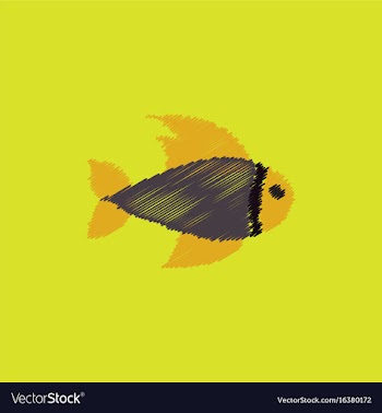 Aquarium fish silhouette colorful cartoon flat vector image