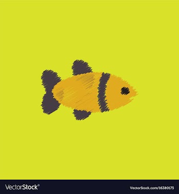Aquarium fish silhouette colorful cartoon flat vector image