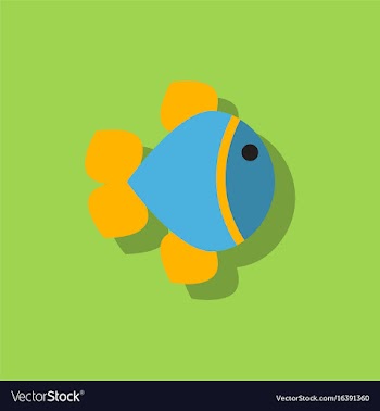 Aquarium fish silhouette colorful cartoon flat vector image