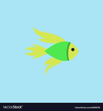 Aquarium fish silhouette colorful cartoon flat vector image