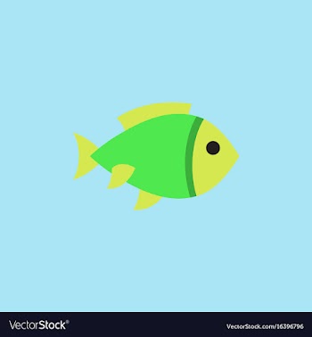 Aquarium fish silhouette colorful cartoon flat vector image