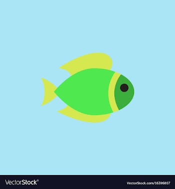 Aquarium fish silhouette colorful cartoon flat vector image