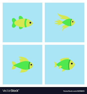 Aquarium fish silhouette colorful cartoon flat vector image