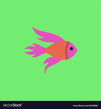 Aquarium fish silhouette colorful cartoon flat vector image