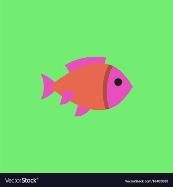 Aquarium fish silhouette colorful cartoon flat vector image