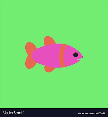Aquarium fish silhouette colorful cartoon flat vector image