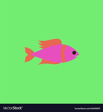 Aquarium fish silhouette colorful cartoon flat vector image
