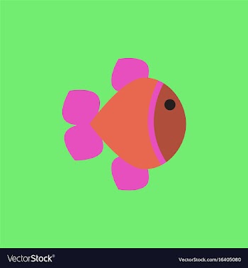 Aquarium fish silhouette colorful cartoon flat vector image