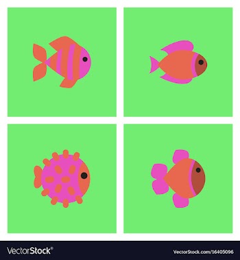 Aquarium fish silhouette colorful cartoon flat vector image