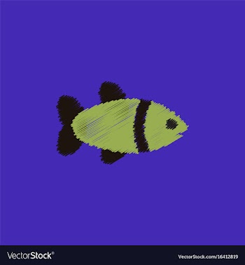Aquarium fish silhouette colorful cartoon flat vector image