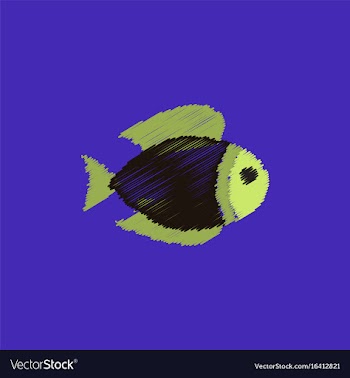 Aquarium fish silhouette colorful cartoon flat vector image
