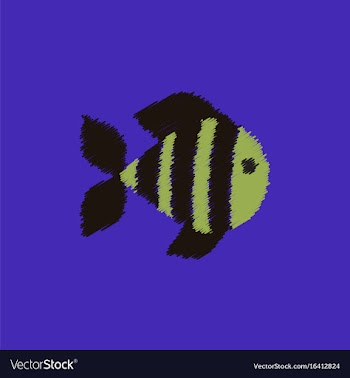Aquarium fish silhouette colorful cartoon flat vector image