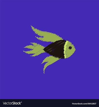 Aquarium fish silhouette colorful cartoon flat vector image