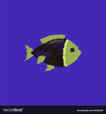 Aquarium fish silhouette colorful cartoon flat vector image