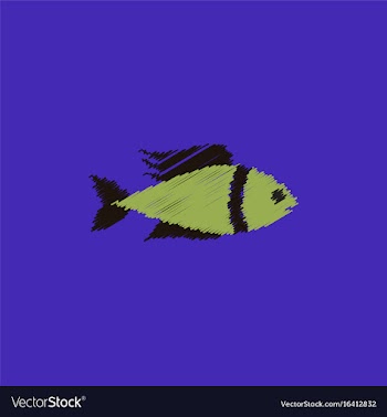 Aquarium fish silhouette colorful cartoon flat vector image