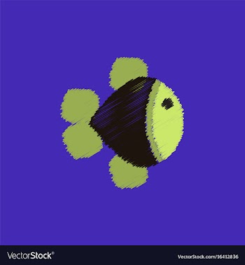 Aquarium fish silhouette colorful cartoon flat vector image