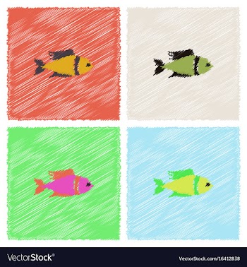 Aquarium fish silhouette colorful cartoon flat vector image