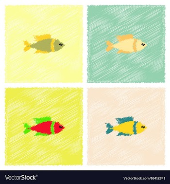 Aquarium fish silhouette colorful cartoon flat vector image