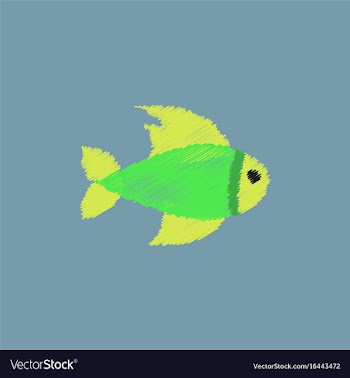 Aquarium fish silhouette colorful cartoon flat vector image
