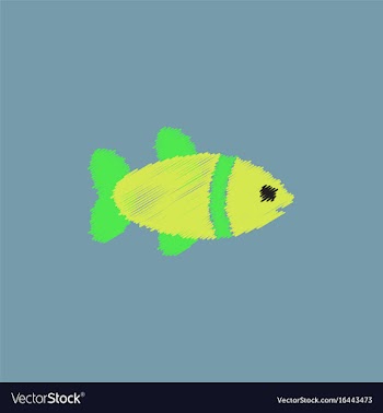 Aquarium fish silhouette colorful cartoon flat vector image